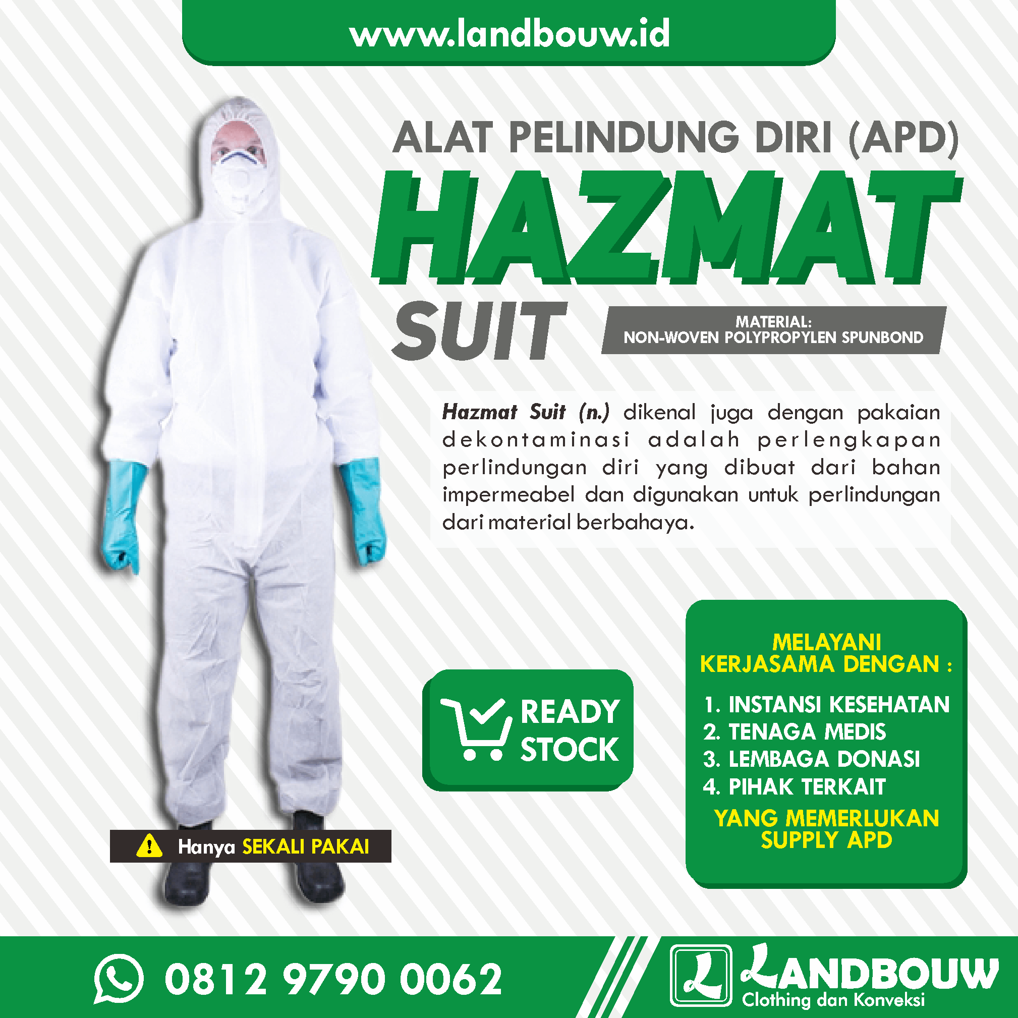 Ingin Tahu Supplier Pakaian APD Hazmat Suit? Order Di Landbouw Konveksi Segera di Sulawesi